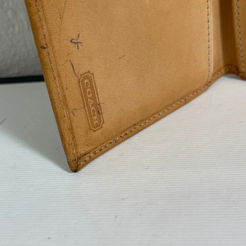 Coach Jacquard Checkbook Long Wallet Cover Tan Leather Signature C Monogram
